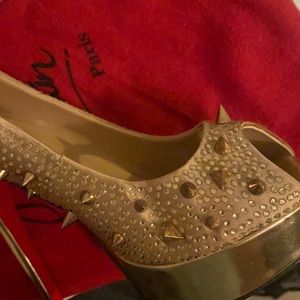 Faux red bottom gold spike heels- worn once